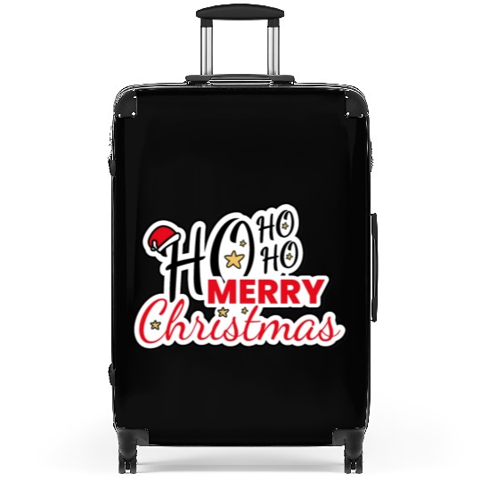 Ho HO HO Merry Christmas Santa Text Design Suitcases