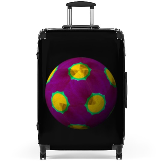 Purple 3D Sphere with Green Symmetric Shape Suitcases