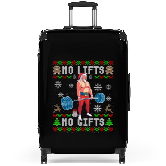 Funny No Lifts No Gifts Ugly Christmas Workout Suitcases