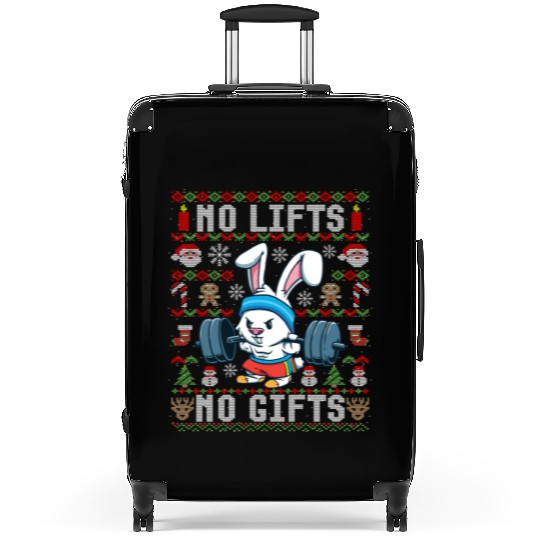 Funny No Lifts No Gifts Ugly Christmas Workout Suitcases