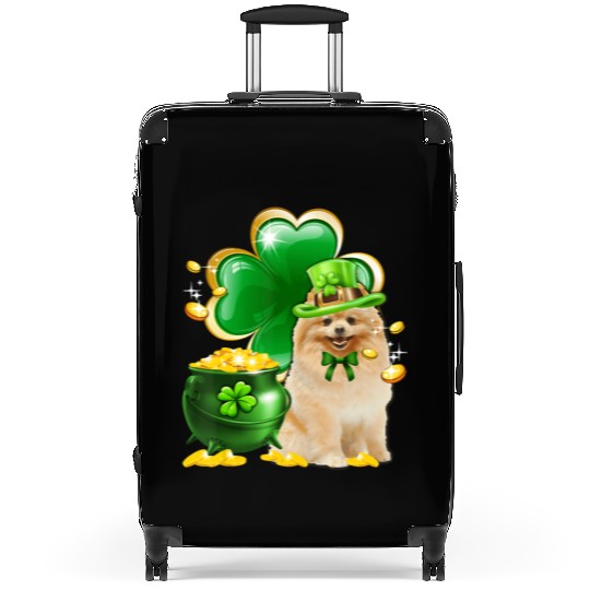 Pomeranian Dog Shamrock St Patricks Day Suitcases