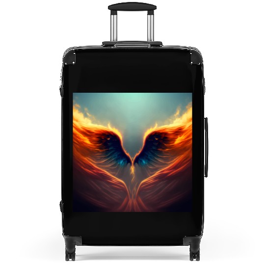 Mashup Epic Wallpaper Flaming Angel Wings Suitcases