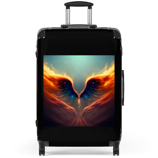 Mashup Epic Wallpaper Flaming Angel Wings Suitcases
