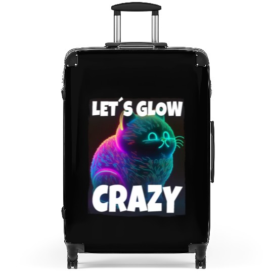 Lets Glow Crazy Cat Kitten Fluffy Cat Suitcases