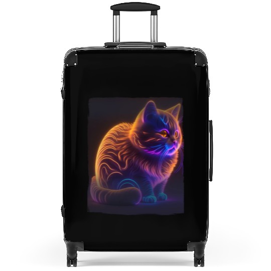 Lets Glow Crazy Cat Kitten Fluffy Cat Suitcases