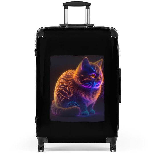 Lets Glow Crazy Cat Kitten Fluffy Cat Suitcases