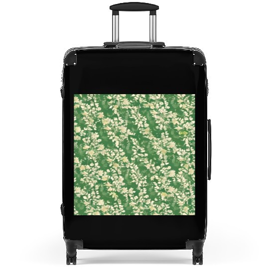 Decorative pattern of green flowers Suitcases