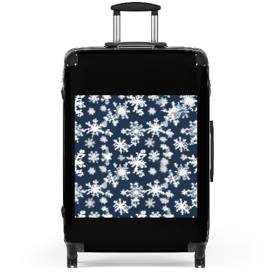 Snow pattern on navy blue background Suitcases