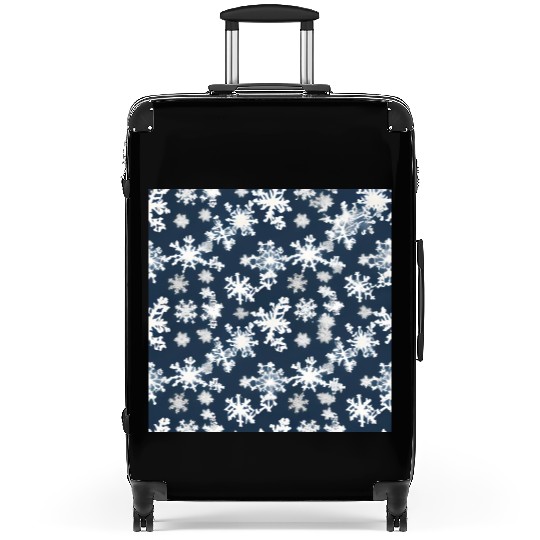 Snow pattern on navy blue background Suitcases