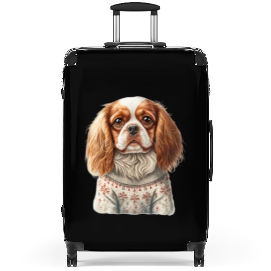Cute Cavalier King Charles Spaniel Christmas Suitcases