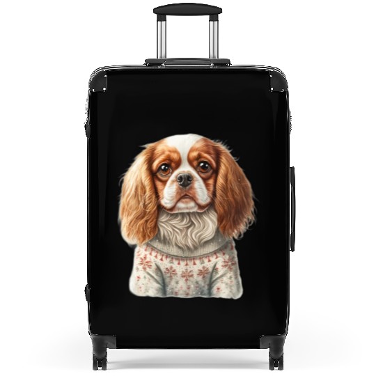 Cute Cavalier King Charles Spaniel Christmas Suitcases