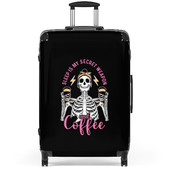 Skeleton Drink Tired Mom needs Coffee Suitcases
