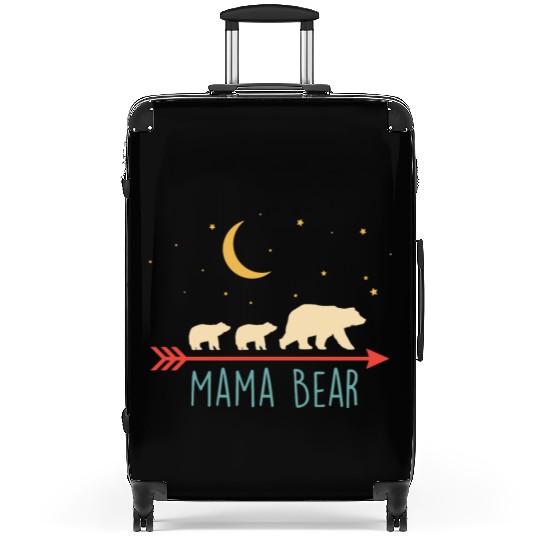 Retro Mama Bear With 2 Cubs Suitcases