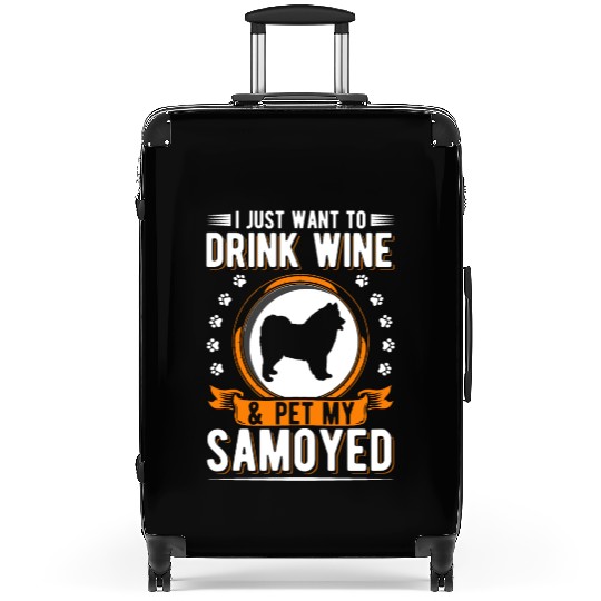 Samoyed And Wine Sled Dog Suitcases