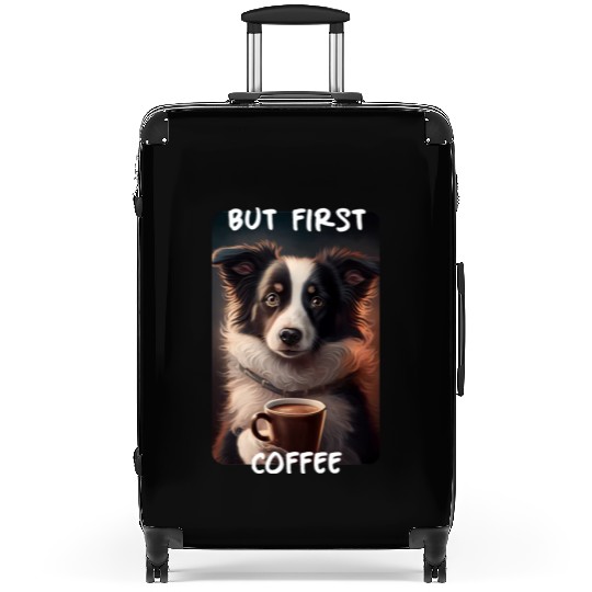 Border Collie - But First Coffee (en) 1 Suitcases