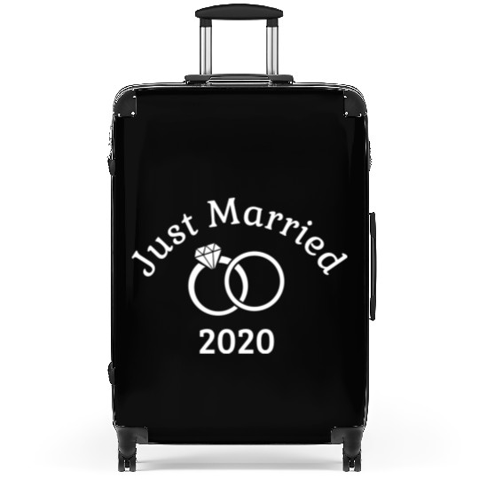 Matching Couple Bride Groom Newlywed Just Married Suitcases