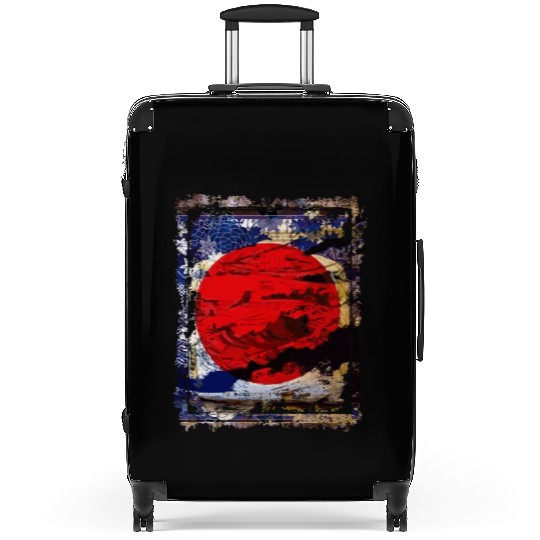 Japan Flag Red Circle Blue Mountain Collage Art 74 Suitcases