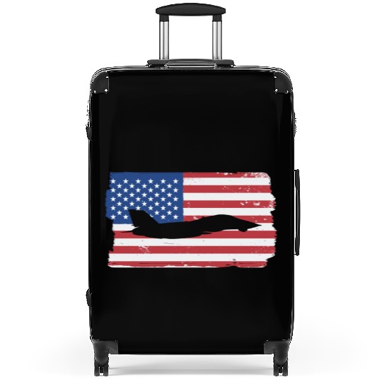 F-14 Tomcat Fighter Jet American Flag F14 Tomcat Suitcases