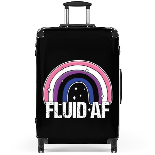 Fluid AF Genderfluid Pride Flag Rainbow Genderquee Suitcases