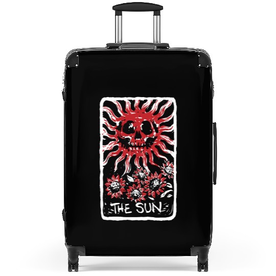 The Sun Blood Red Skeleton Skull Tarot Card Suitcases