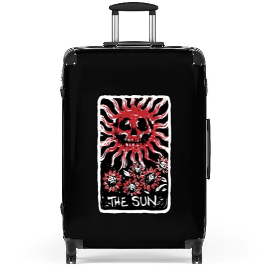 The Sun Blood Red Skeleton Skull Tarot Card Suitcases