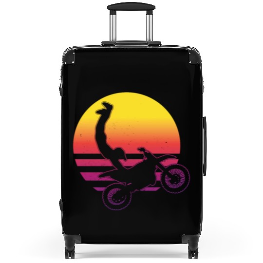 Motocross Jump Vaporwave Sunset Dirtbike Stunt Suitcases