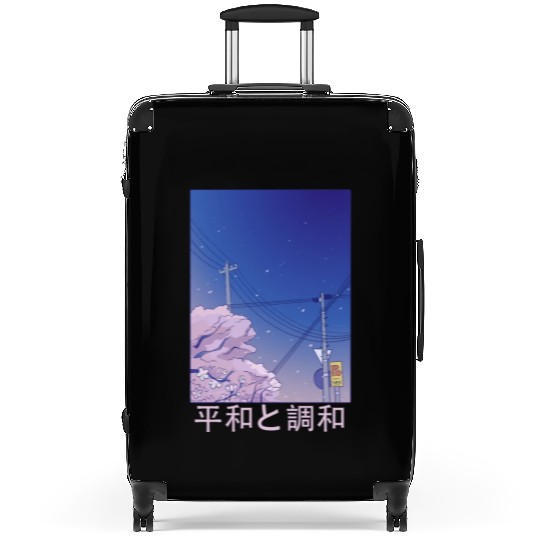 Night Stars Sky Japanese Vaporwave Cherry Blossom Suitcases