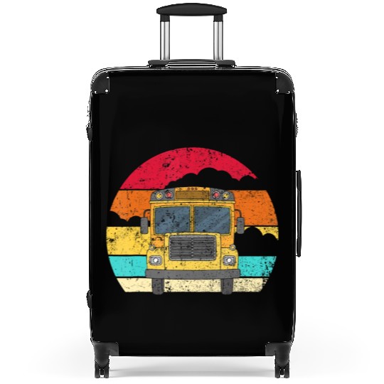 Retro Yellow School Bus for School Bus Driver andj Suitcases