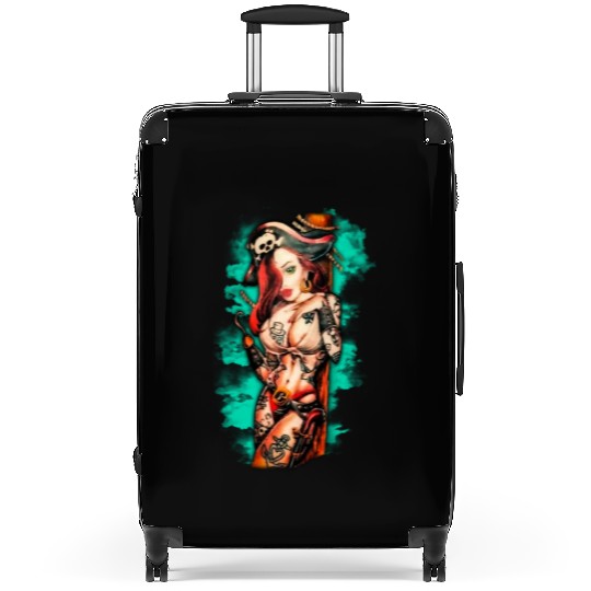 Pirate Pin-Up Tattoo Style Suitcases