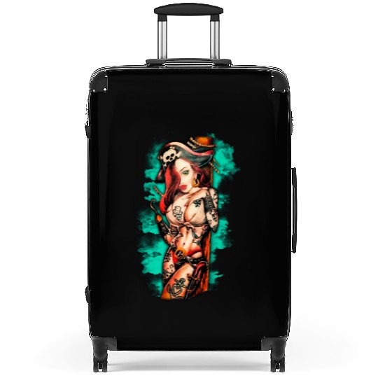 Pirate Pin-Up Tattoo Style Suitcases