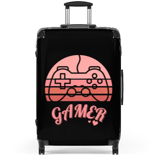 Pink Retro Gamer Valentine Day Suitcases