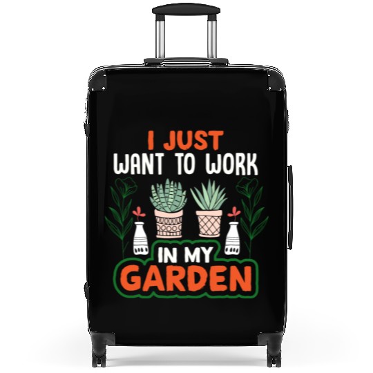 Gardener In The Garden Amateur Gardener Cares For Suitcases
