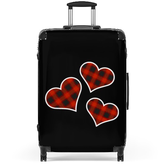 Buffalo Plaid Hearts Suitcases