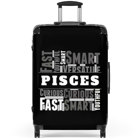 Pisces Zodiac Star Sign Word Cloud Square Monochro Suitcases
