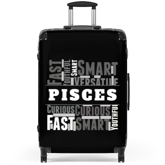 Pisces Zodiac Star Sign Word Cloud Square Monochro Suitcases