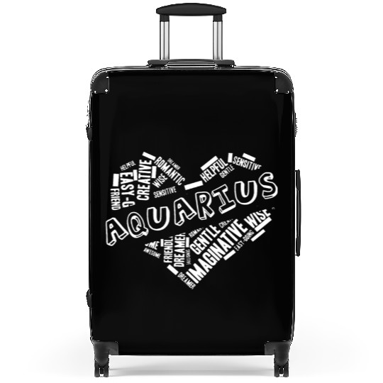 Aquarius Heart Word Cloud Doodle Astrology Zodiac Suitcases