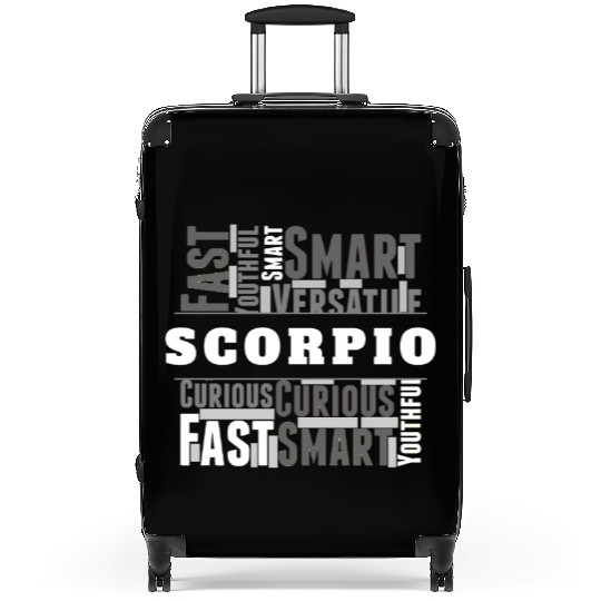 Scorpio Zodiac Star Sign Word Cloud Square Monochr Suitcases