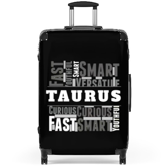 Taurus Zodiac Star Sign Word Cloud Square Monochro Suitcases