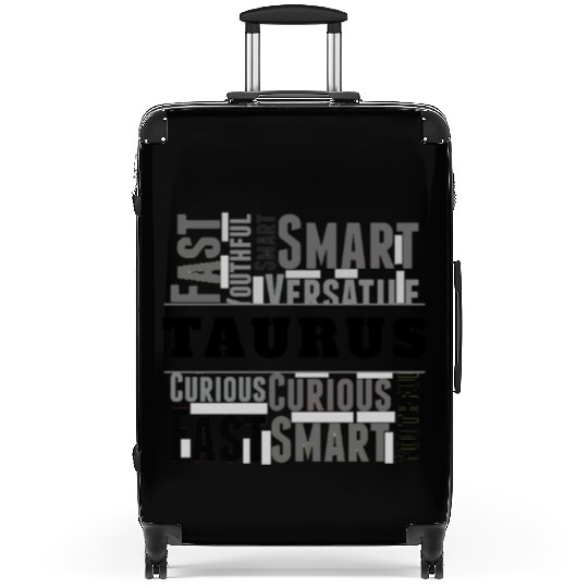 Taurus Zodiac Star Sign Word Cloud Square Monochro Suitcases