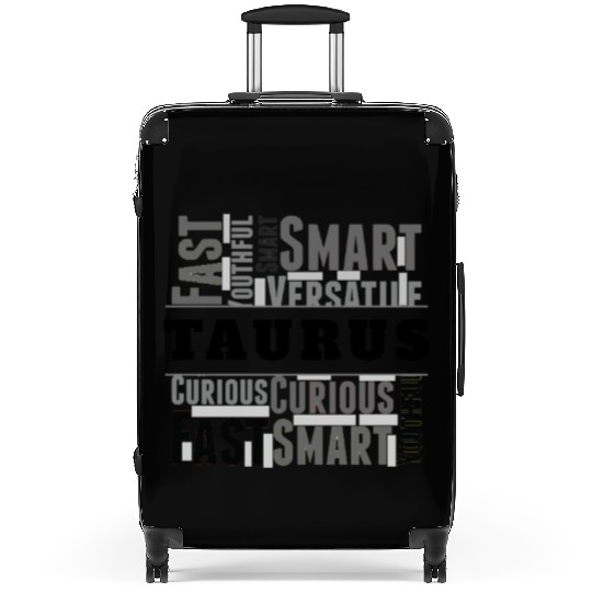 Taurus Zodiac Star Sign Word Cloud Square Monochro Suitcases