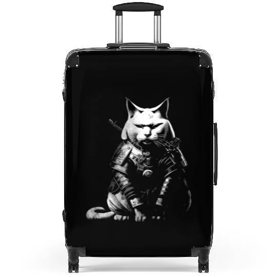 cool samurai cat Suitcases