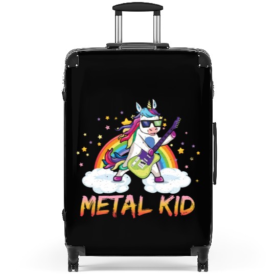 Metal Kid Music Guitar Unicorn Rainbow Heavy Rock Suitcases