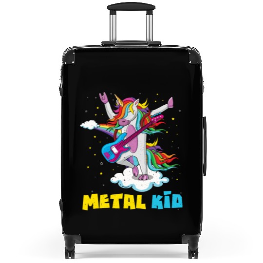 Guitar Unicorn Rainbow Metal Kid Music Rock Sign Suitcases