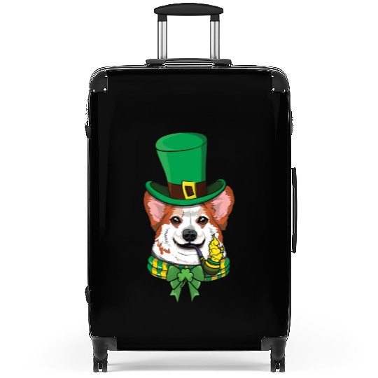 Cute Corgi Irish Happy Saint Patrick Day Suitcases