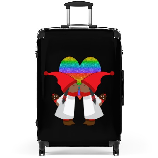 Black Lesbian Gnome Valentines Day Couples Gift Suitcases