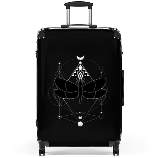 Minimalist Insect Celestial Dragonfly Sacred Geome Suitcases