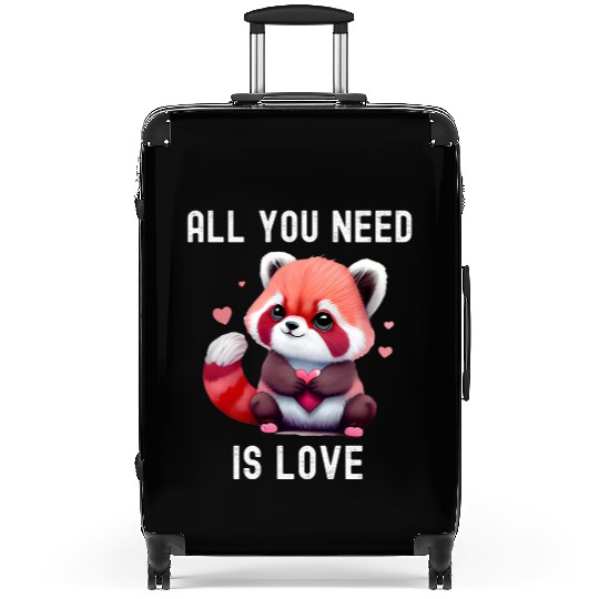 All you need is love with heart red panda Suitcases