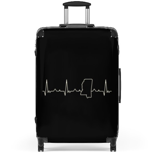 Mississippi State USA. Heart. Love. EKG. Pulse. Suitcases
