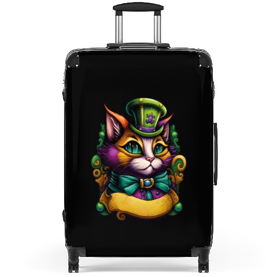 Cat Mardi Gras Suitcases
