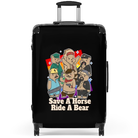 Gay Bears Save Horse Ride A Bear Funny LGBT Pride Suitcases
